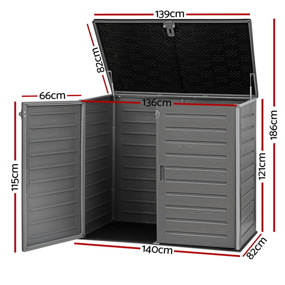 Gardeon Outdoor Storage Box 1170L Container Lockable Cabinet Tool Organizer Shed Grey 3