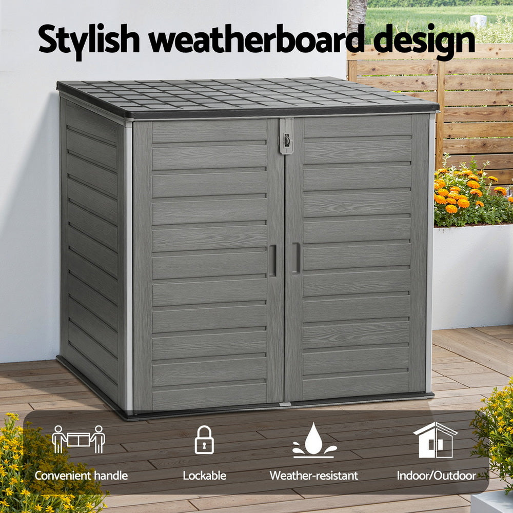 Gardeon Outdoor Storage Box 1170L Container Lockable Cabinet Tool Organizer Shed Grey 5