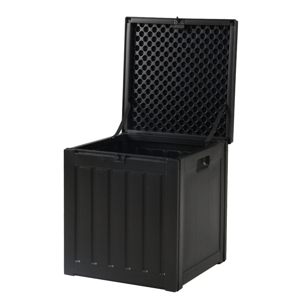 Gardeon Outdoor Storage Box 80L Container Lockable Garden Toy Tool Shed Black 3