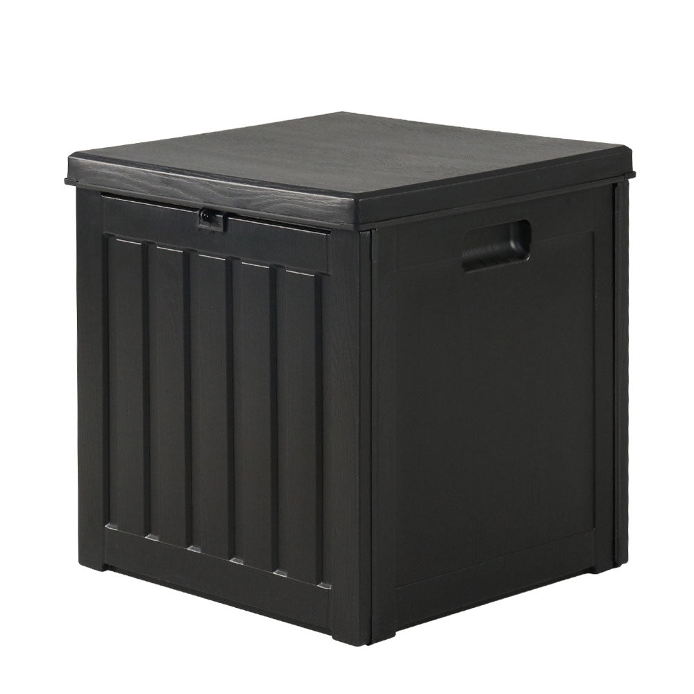 Gardeon Outdoor Storage Box 80L Container Lockable Garden Toy Tool Shed Black 7