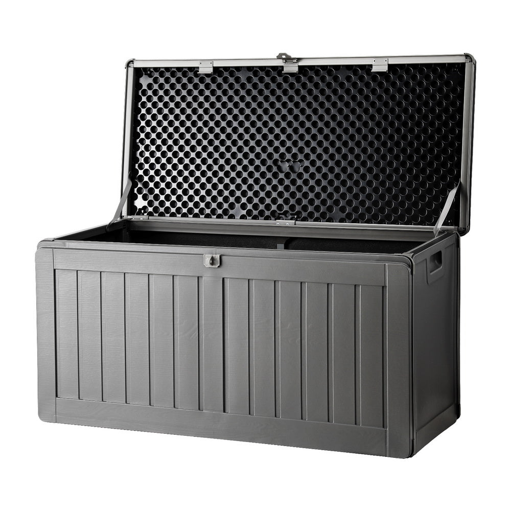 Gardeon Outdoor Storage Box 190L Container Lockable Garden Bench Tool Shed Black 8