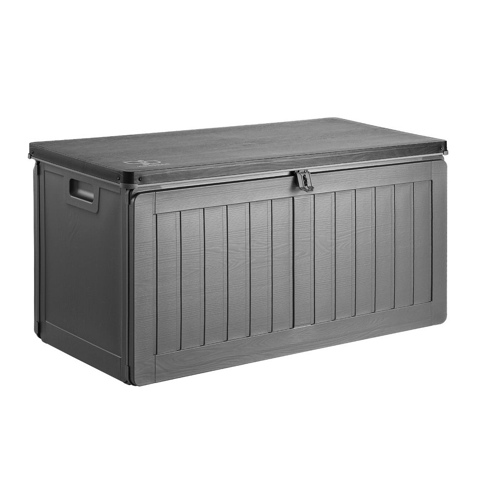 Gardeon Outdoor Storage Box 190L Container Lockable Garden Bench Tool Shed Black 3