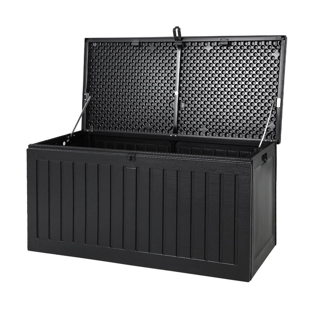 Gardeon Outdoor Storage Box 270L Container Lockable Garden Bench Tool Shed Black 8