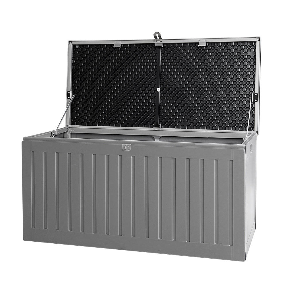Gardeon Outdoor Storage Box 270L Container Lockable Garden Bench Tool Shed Grey 8