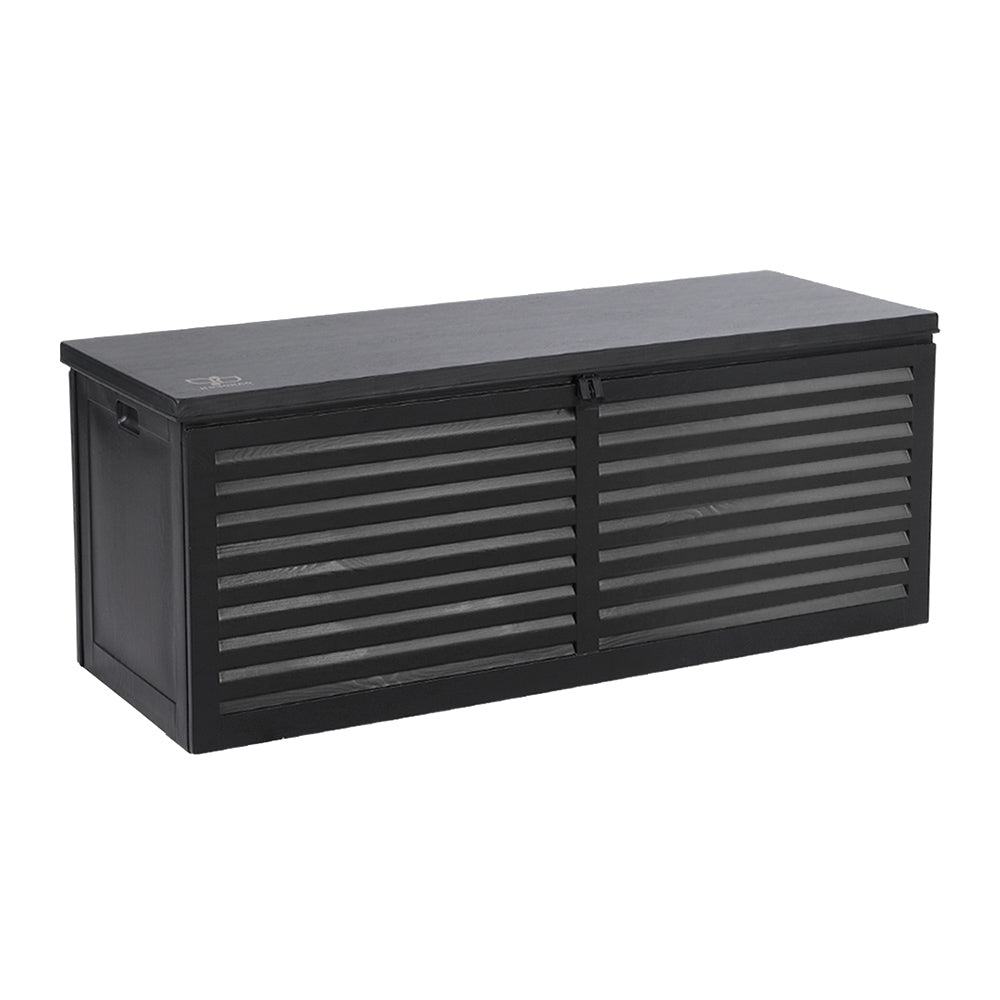 Gardeon Outdoor Storage Box 390L Container Lockable Garden Bench Shed Tools Toy All Black 4