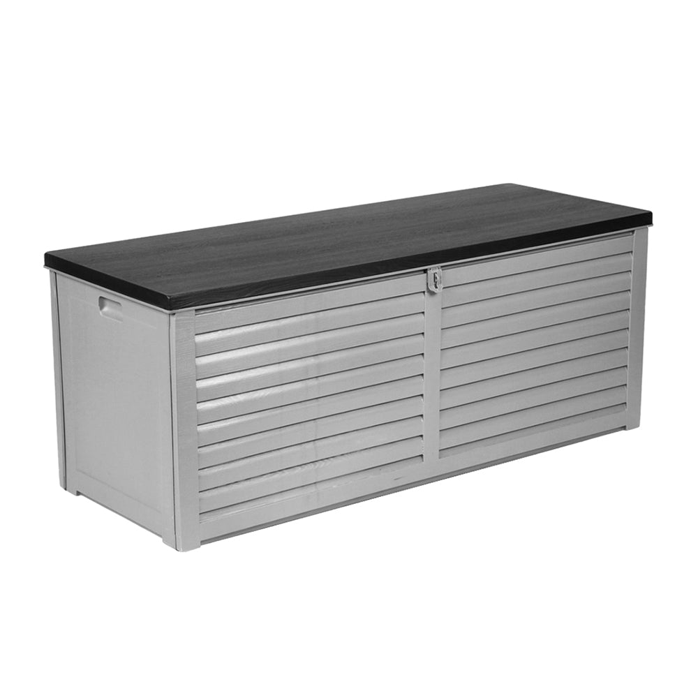 Gardeon Outdoor Storage Box 390L Container Lockable Garden Bench Tools Toy Shed Black 4