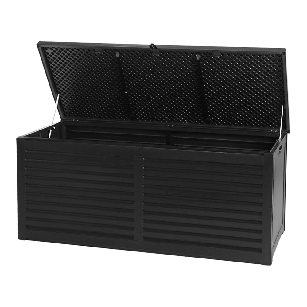 Gardeon Outdoor Storage Box 490L Container Lockable Garden Bench Shed Tools Toy All Black 8