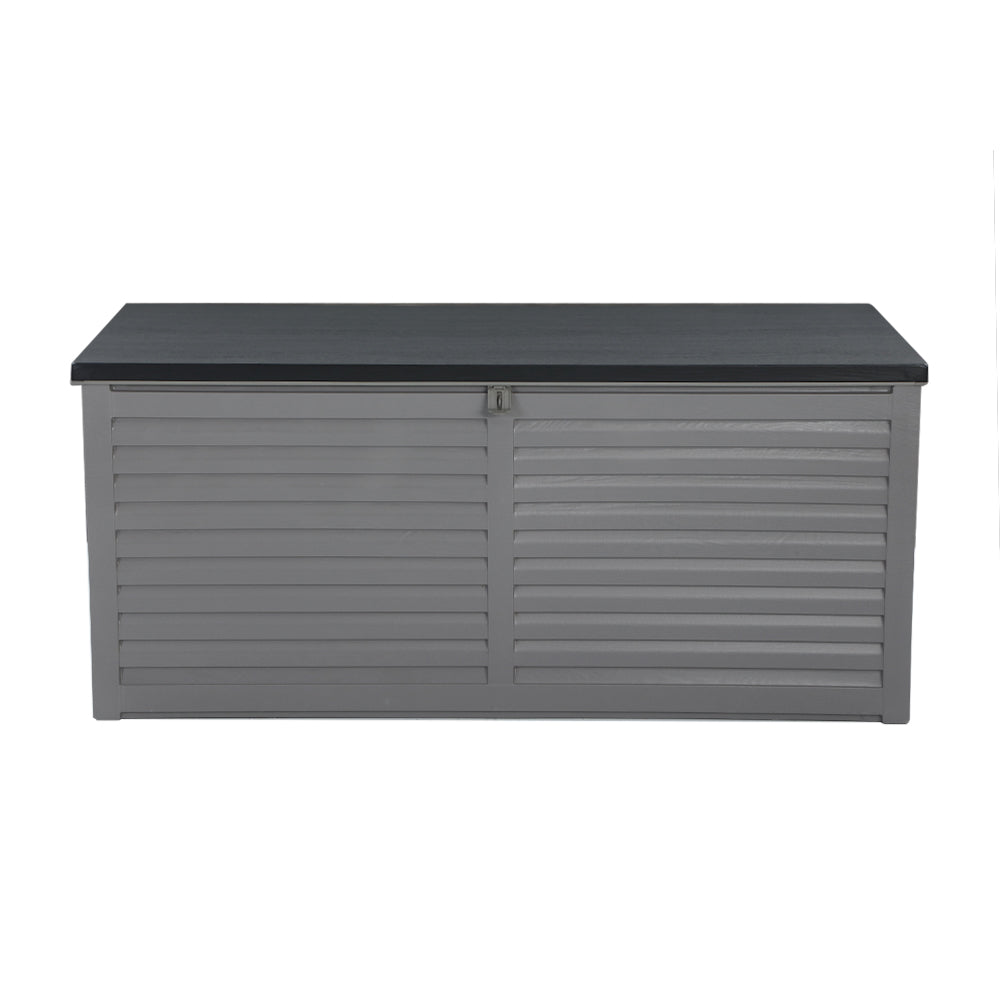 Gardeon Outdoor Storage Box 490L Container Lockable Garden Bench Tools Toy Shed Black 3