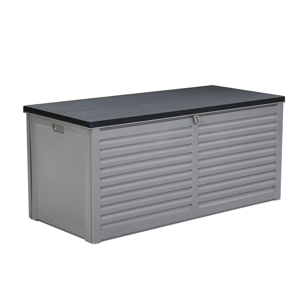 Gardeon Outdoor Storage Box 490L Container Lockable Garden Bench Tools Toy Shed Black 4