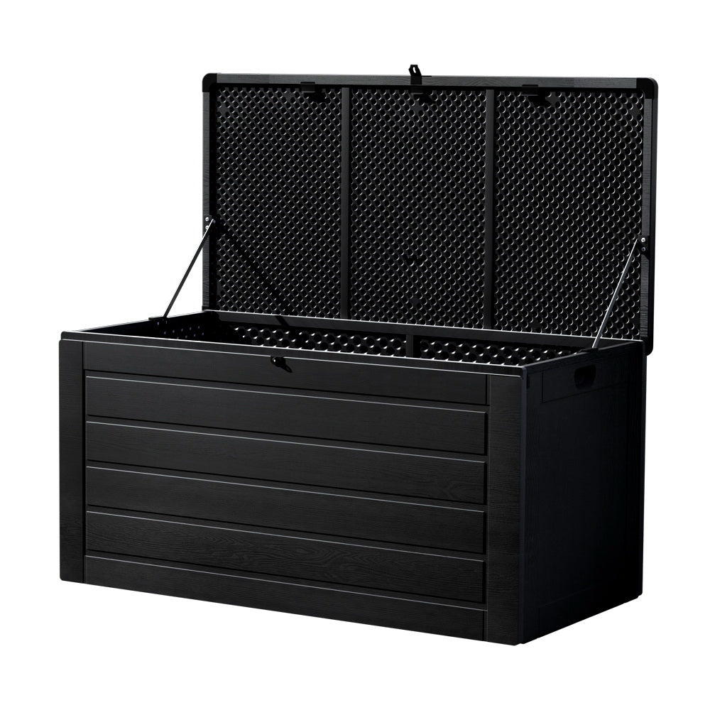 Gardeon Outdoor Storage Box 680L Container Lockable Garden Bench Shed Tool All Black 7