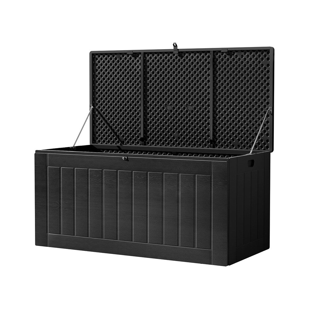 Gardeon Outdoor Storage Box 830L Container Lockable Bench Tool Shed All Black 7