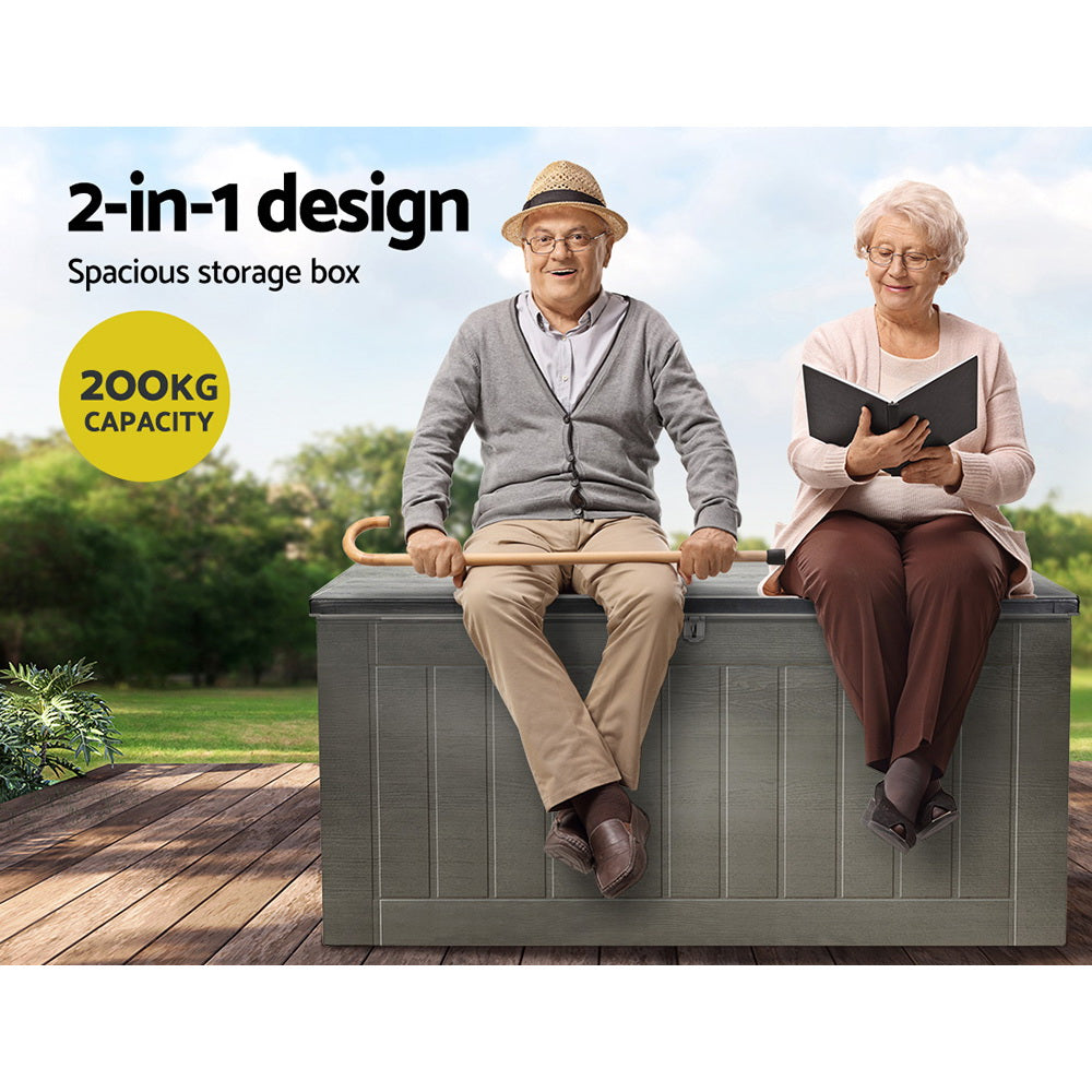 Gardeon Outdoor Storage Box 830L Container Lockable Garden Bench Tool Shed Black 5