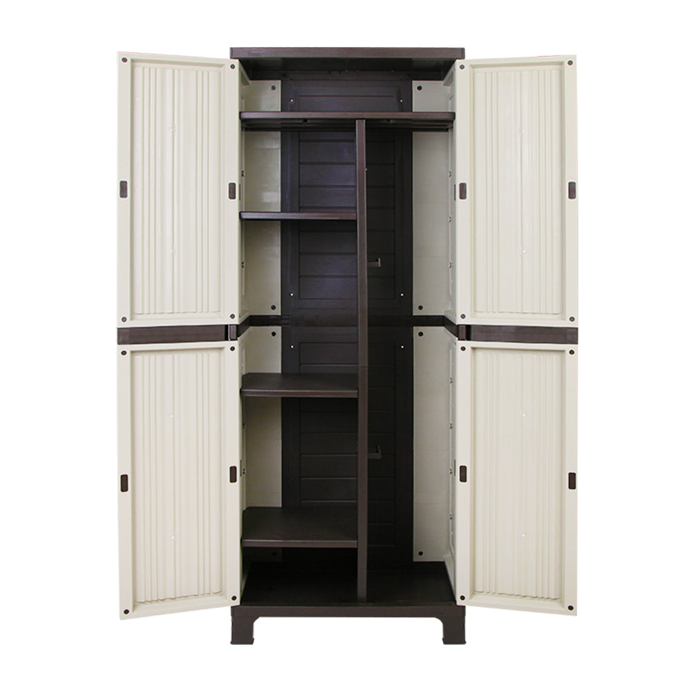 Gardeon Outdoor Storage Cabinet Box 173cm Lockable Cupboard Sheds Garage Adjustable Beige 5