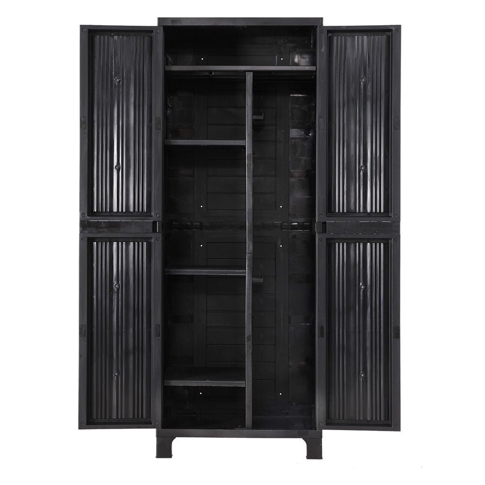 Gardeon Outdoor Storage Cabinet Box 173cm Lockable Cupboard Sheds Garage Adjustable Black 3
