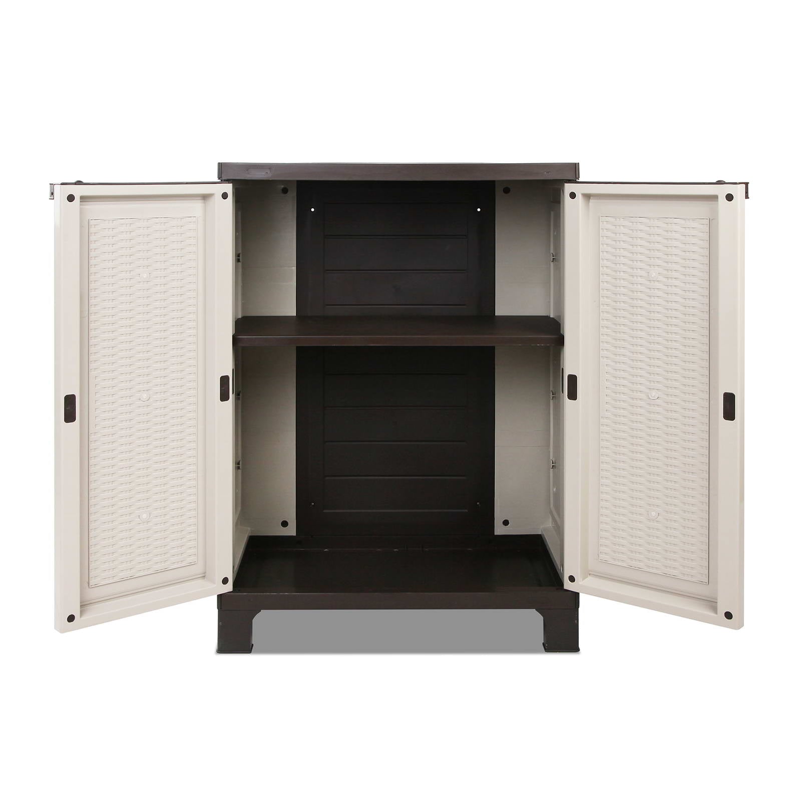 Gardeon Outdoor Storage Cabinet Box 92cm Lockable Cupboard Sheds Adjustable Rattan Beige 5