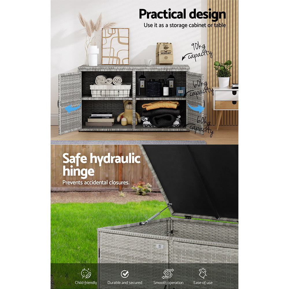 Gardeon Outdoor Storage Cabinet Box Deck Wicker Shelf Chest Garden Shed Tools 5