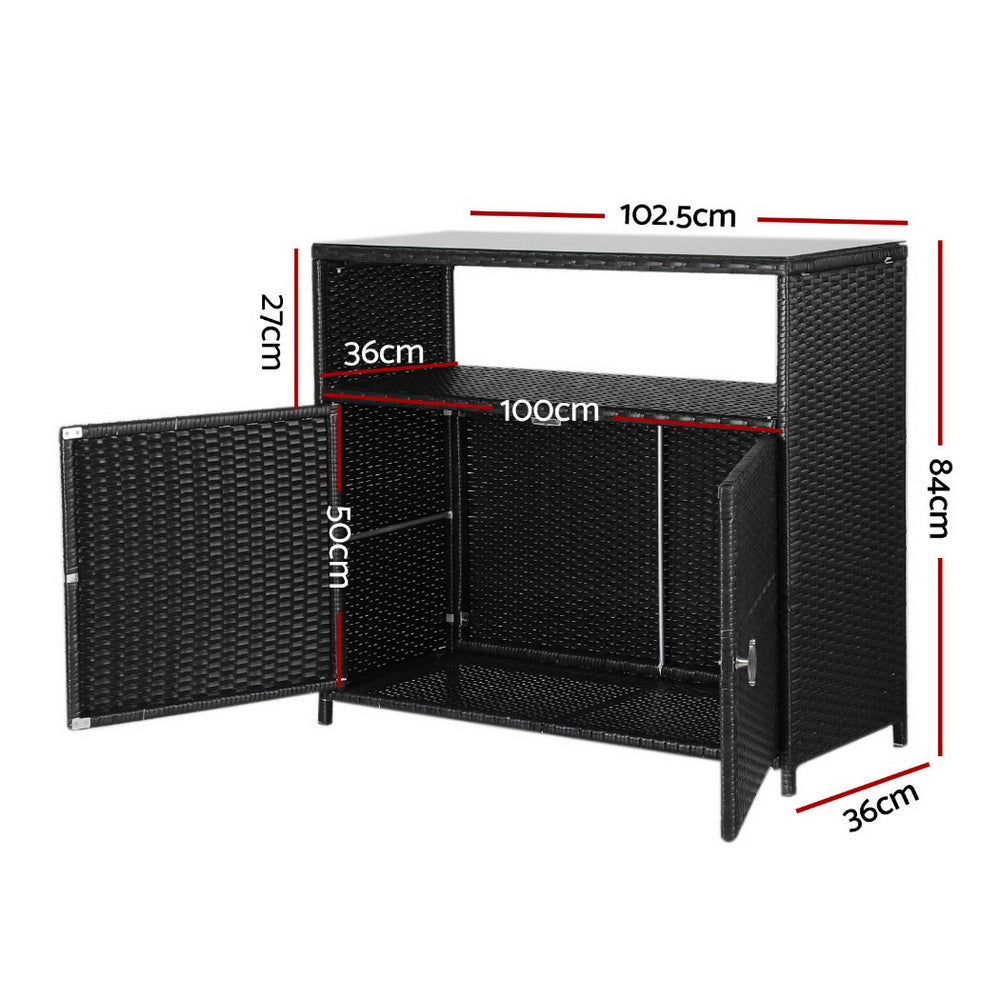 Gardeon Outdoor Storage Cabinet Box Garage Wicker Shed Tools Shelf Chest Garden 3