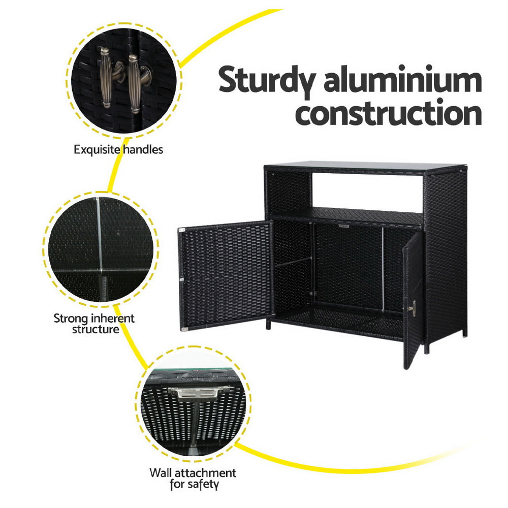 Gardeon Outdoor Storage Cabinet Box Garage Wicker Shed Tools Shelf Chest Garden 7