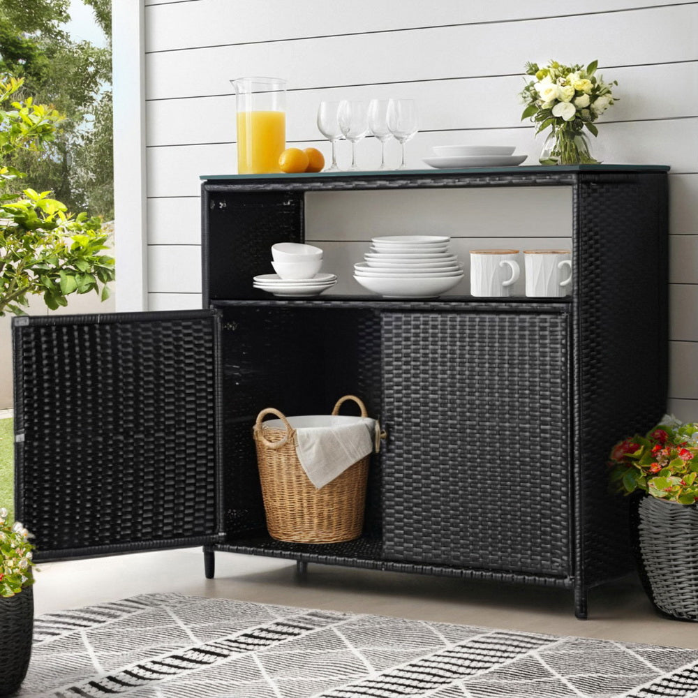 Gardeon Outdoor Storage Cabinet Box Garage Wicker Shed Tools Shelf Chest Garden 8