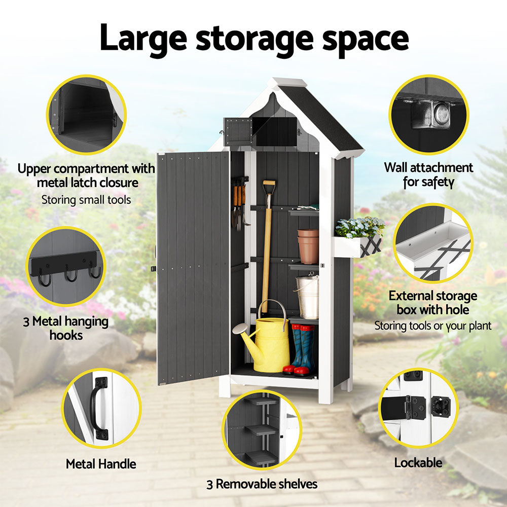 Gardeon Outdoor Storage Cabinet Shed Box Wooden Shelf Chest Garden Furniture 7