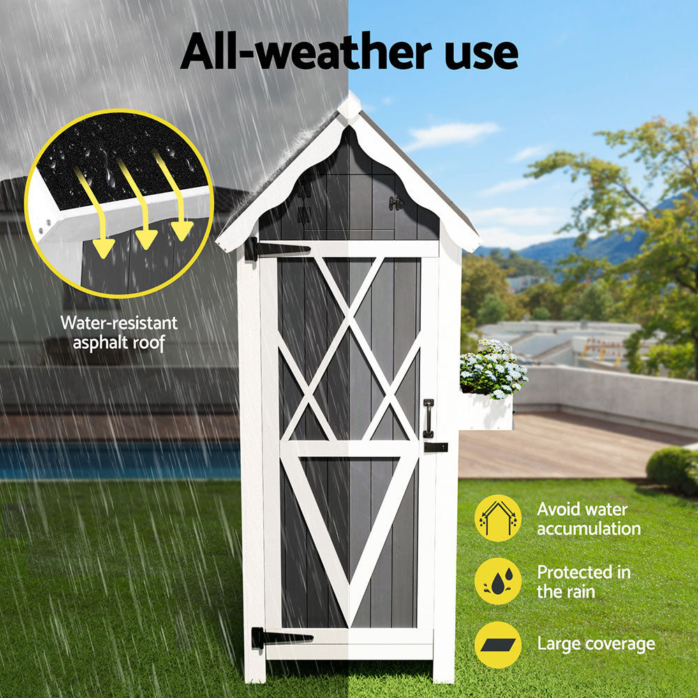 Gardeon Outdoor Storage Cabinet Shed Box Wooden Shelf Chest Garden Furniture 8