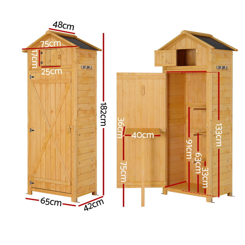 Gardeon Outdoor Storage Cabinet Cupboard Folding Table Tool Organizer Shed Adjustable 4