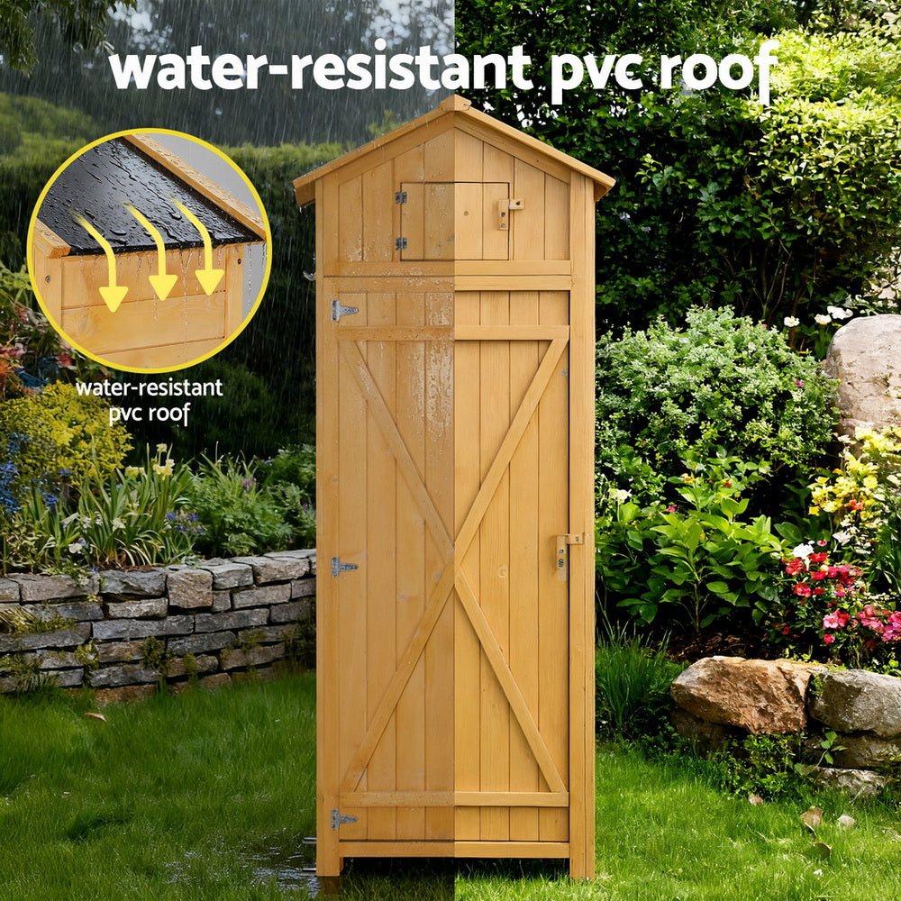 Gardeon Outdoor Storage Cabinet Cupboard Folding Table Tool Organizer Shed Adjustable 8