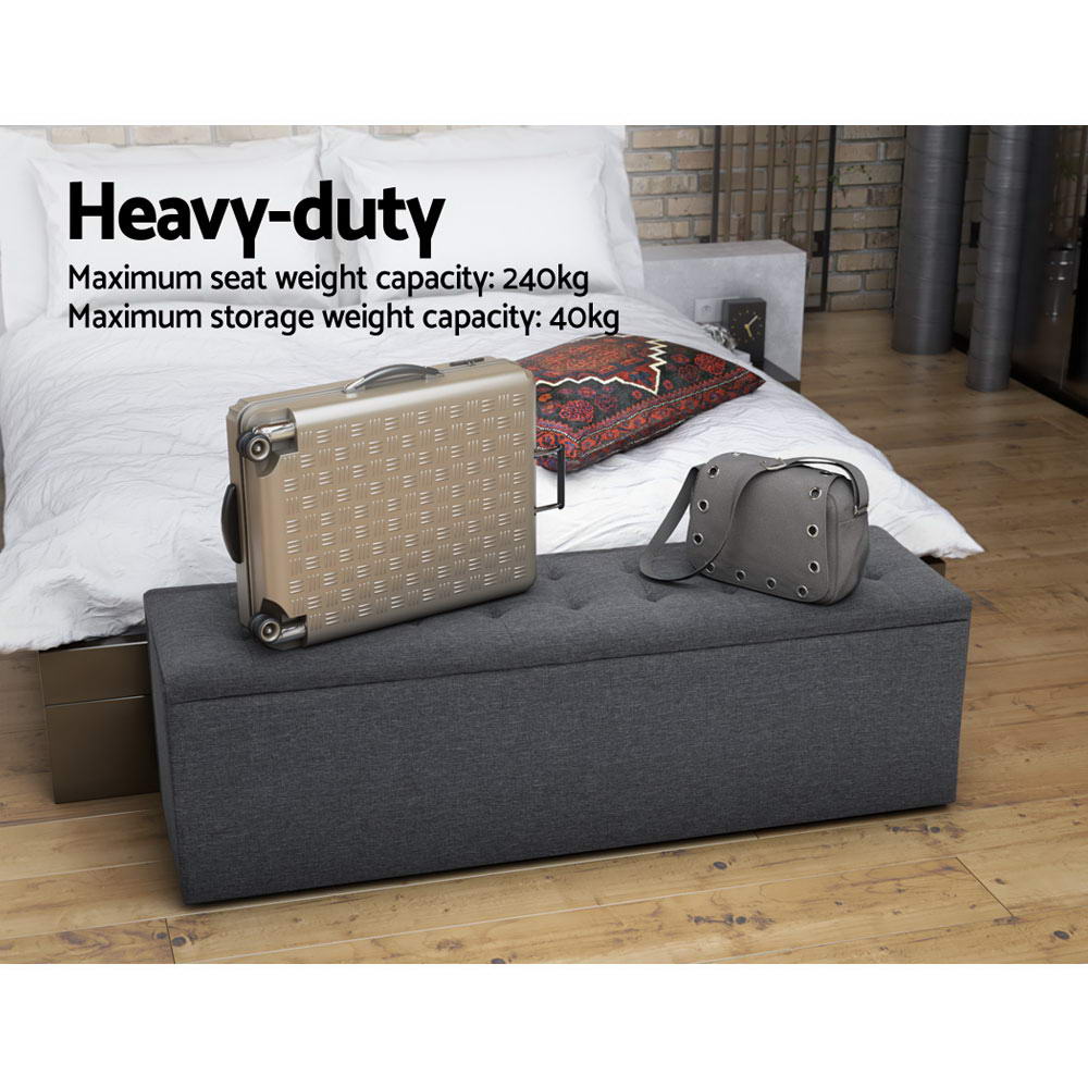 Artiss Storage Ottoman Blanket Box 140cm Linen Dark Grey 4