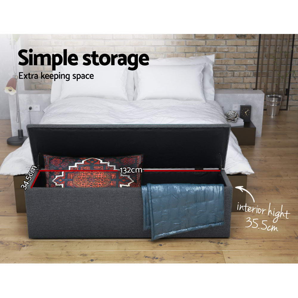 Artiss Storage Ottoman Blanket Box 140cm Linen Dark Grey 6