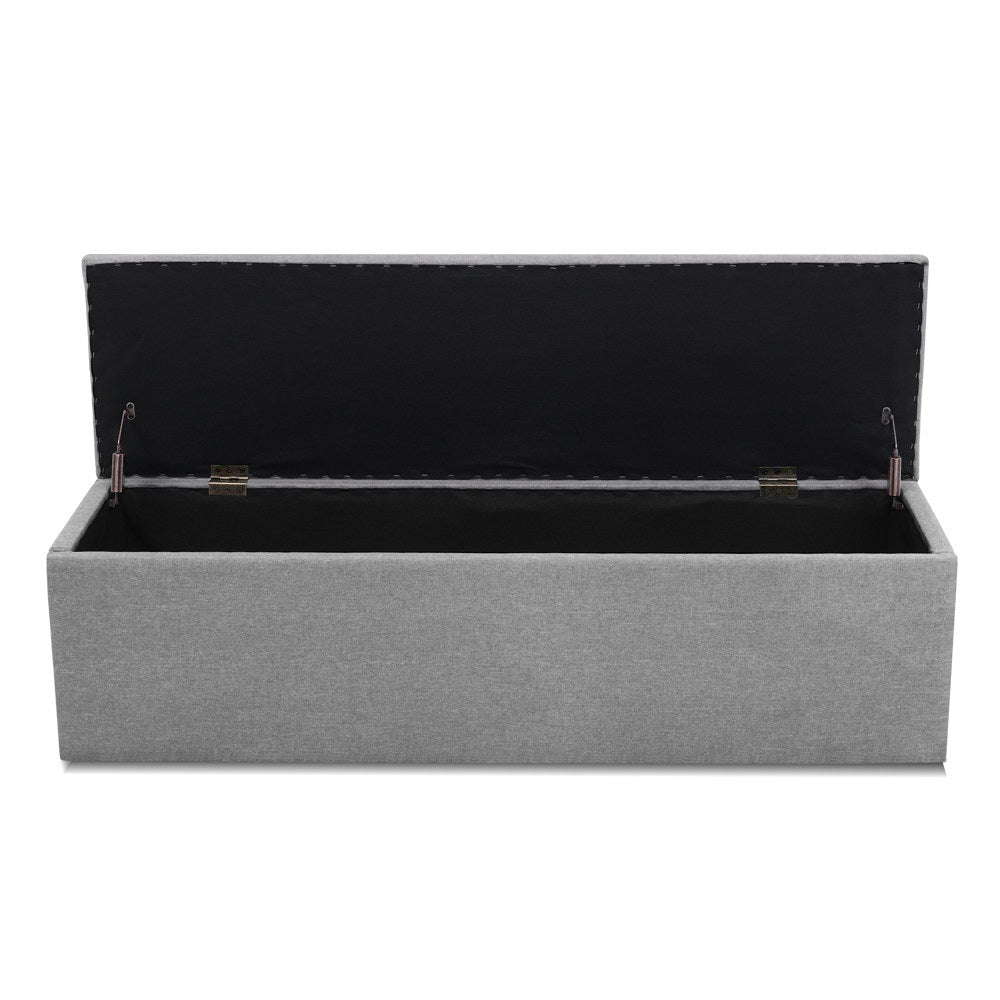 Artiss Storage Ottoman Blanket Box 140cm Linen Grey 3