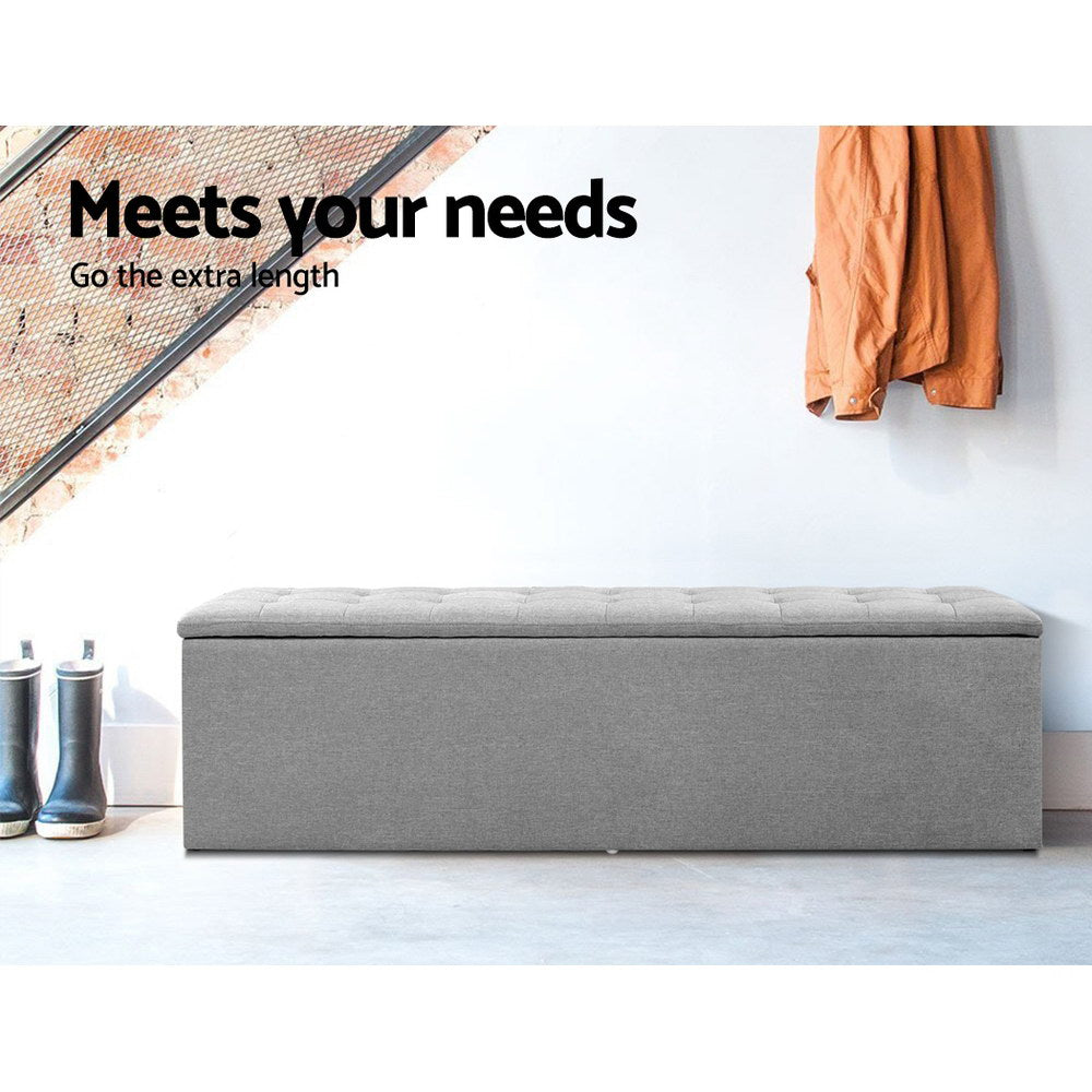 Artiss Storage Ottoman Blanket Box 140cm Linen Grey 4