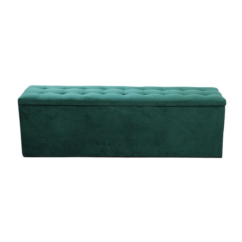 Artiss Storage Ottoman Blanket Box 140cm Velvet Green 3
