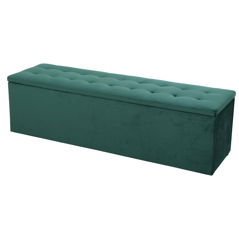 Artiss Storage Ottoman Blanket Box 140cm Velvet Green 7
