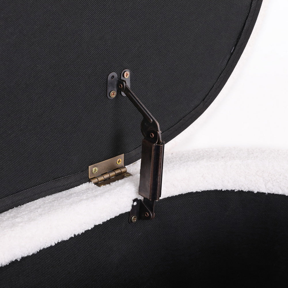 Artiss Storage Ottoman Blanket Box 87cm Boucle Fabric Oval 3