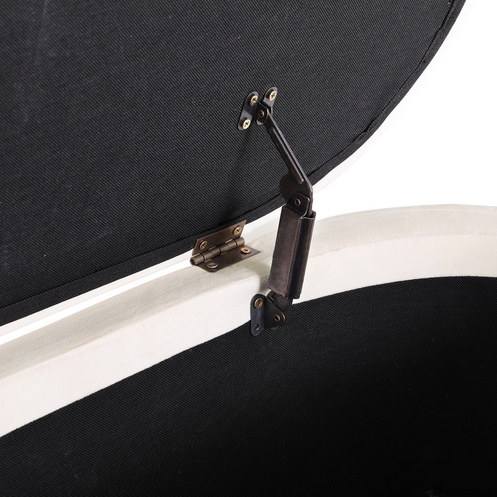 Artiss Storage Ottoman Blanket Box 87cm Velvet Oval White 3