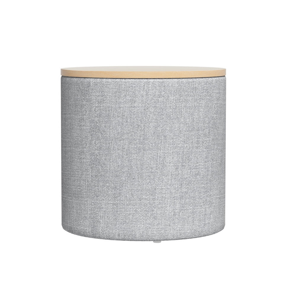 Artiss Storage Ottoman Blanket Box 40cm Linen Round Grey 3