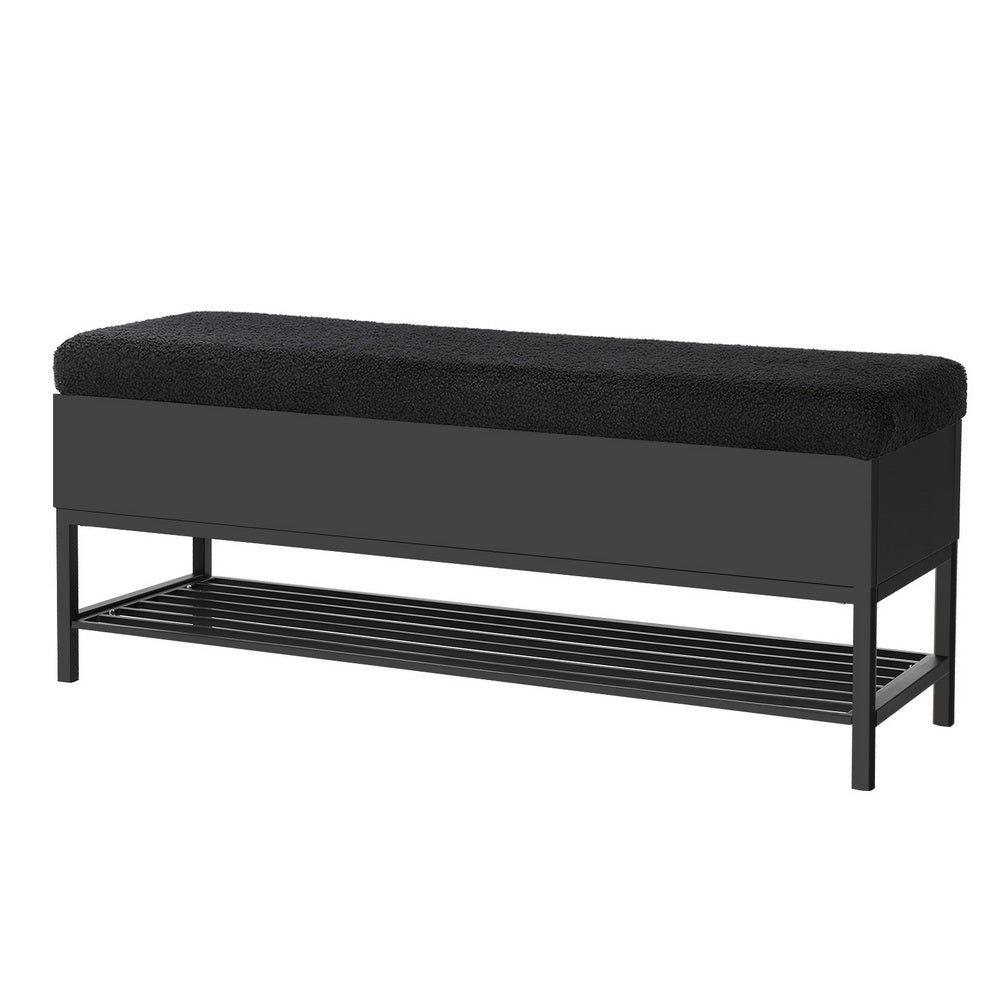 Artiss Storage Ottoman Blanket Box 110cm Boucle Shelf 7