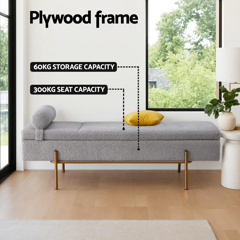 Artiss Storage Ottoman Bed 140cm Pillow Foot Stool 4