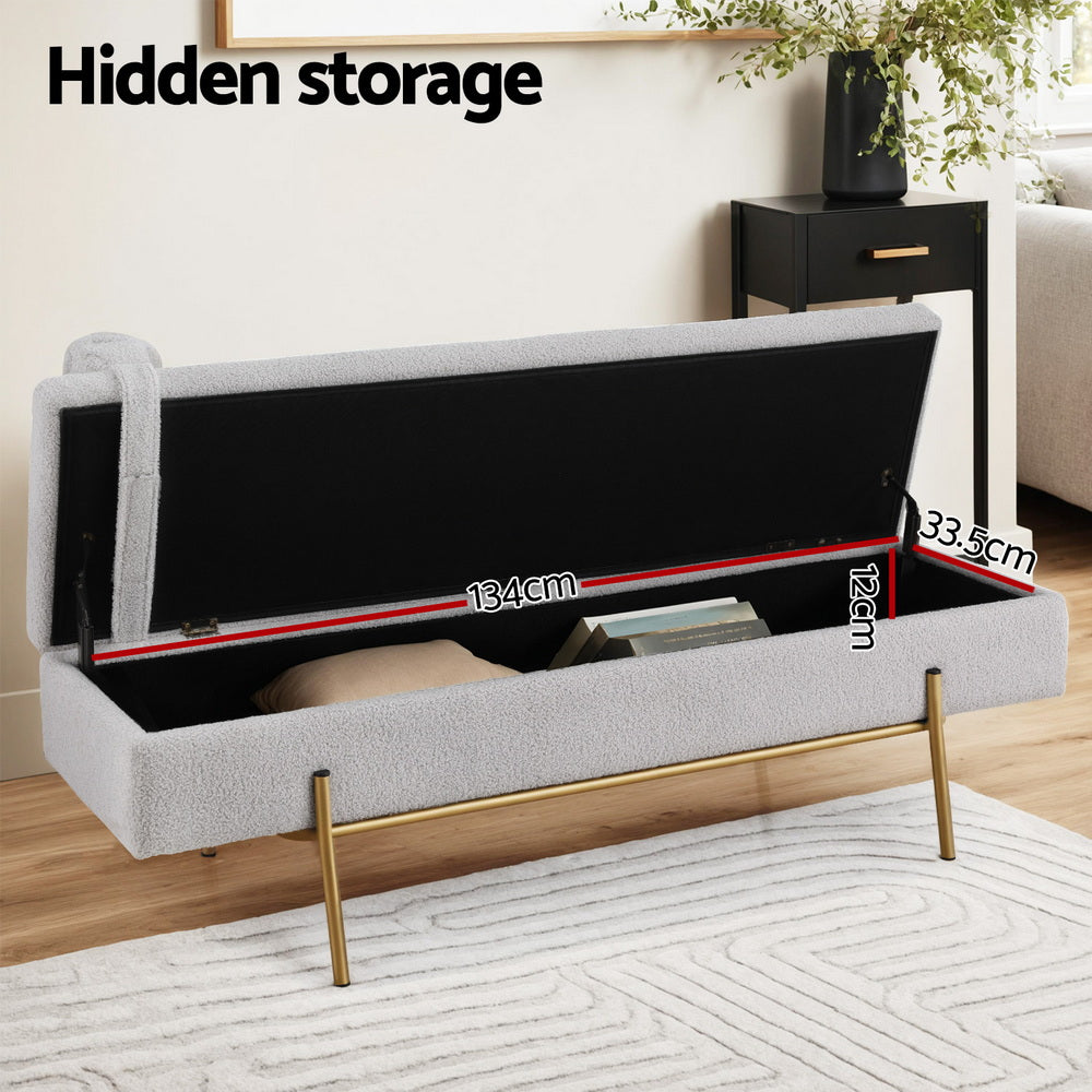 Artiss Storage Ottoman Bed 140cm Pillow Foot Stool 5