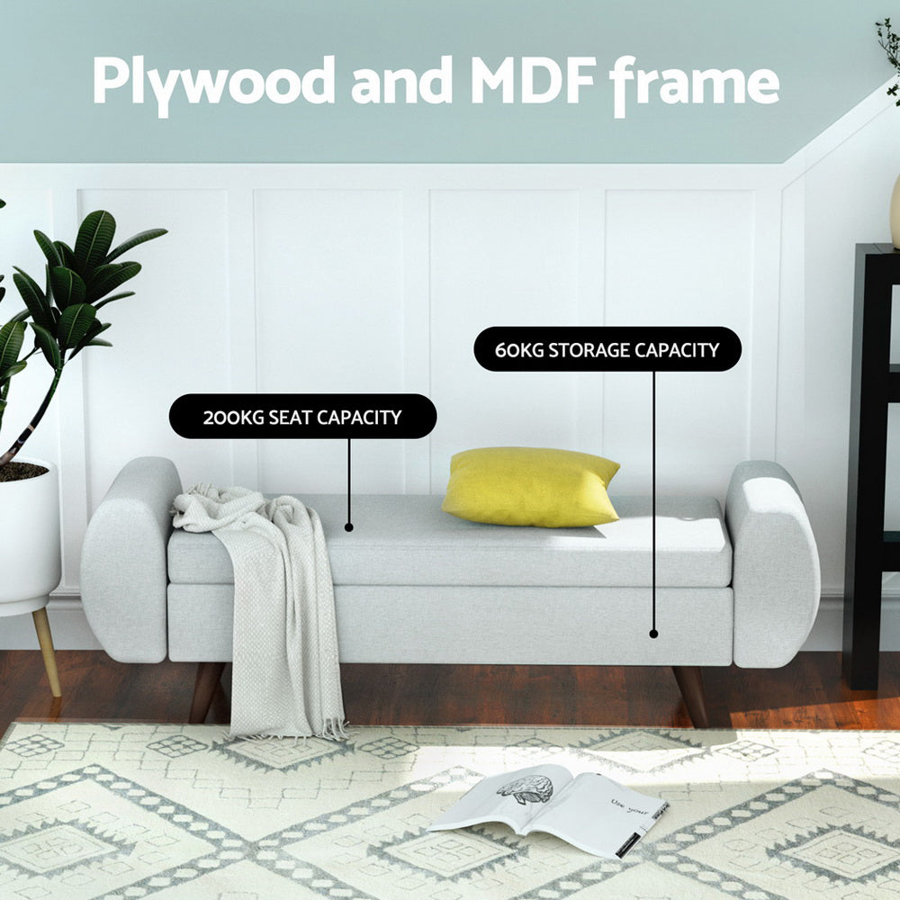 Artiss Storage Ottoman Blanket Box Armrest 140cm Grey 4