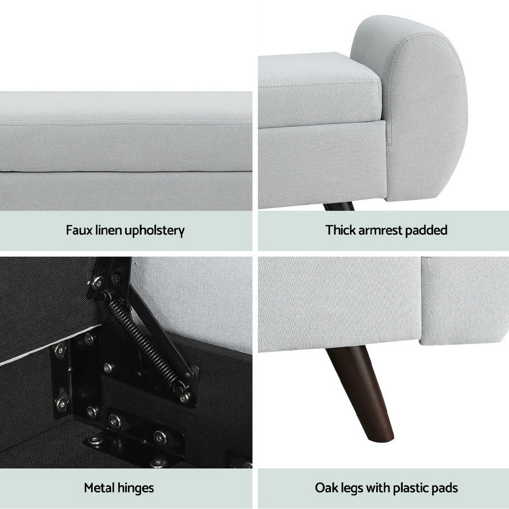 Artiss Storage Ottoman Blanket Box Armrest 140cm Grey 6