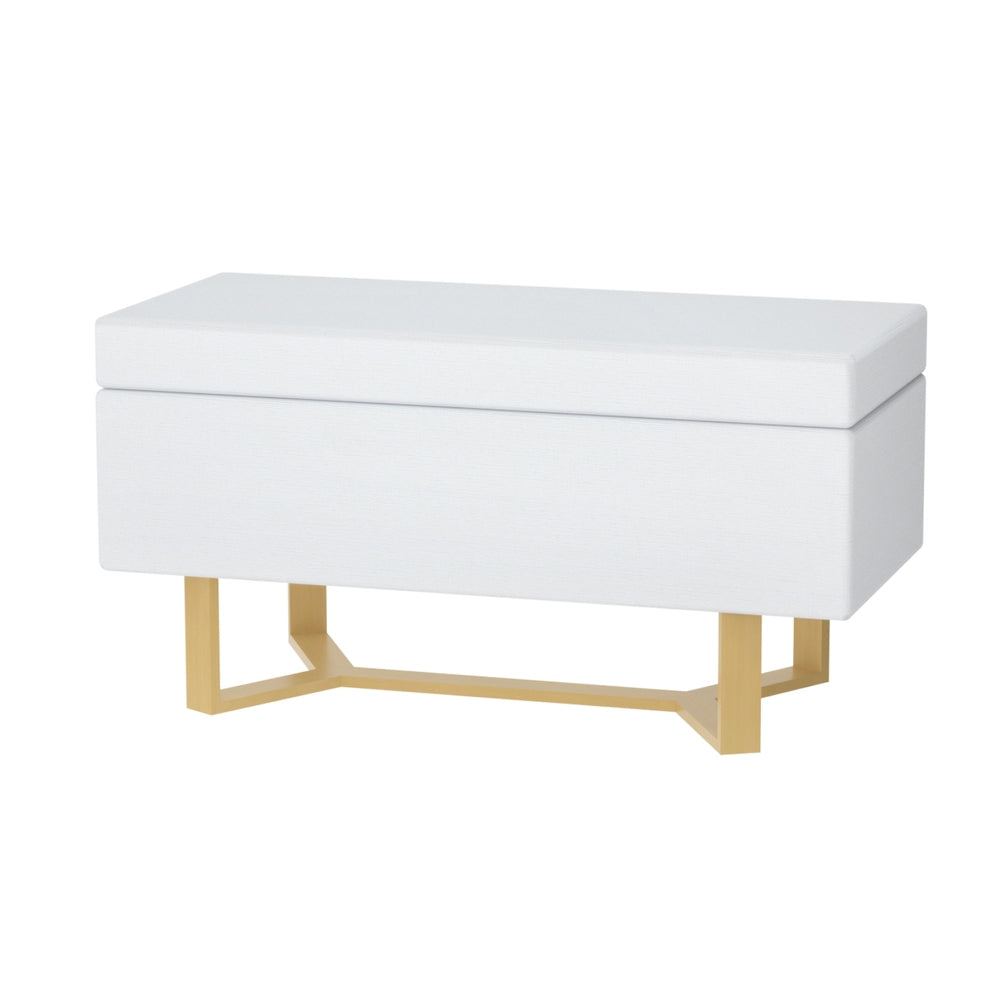 Artiss Storage Ottoman Blanket Box Criss-cross Linen White 7
