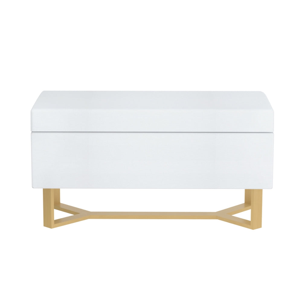 Artiss Storage Ottoman Blanket Box Criss-cross Linen White 3