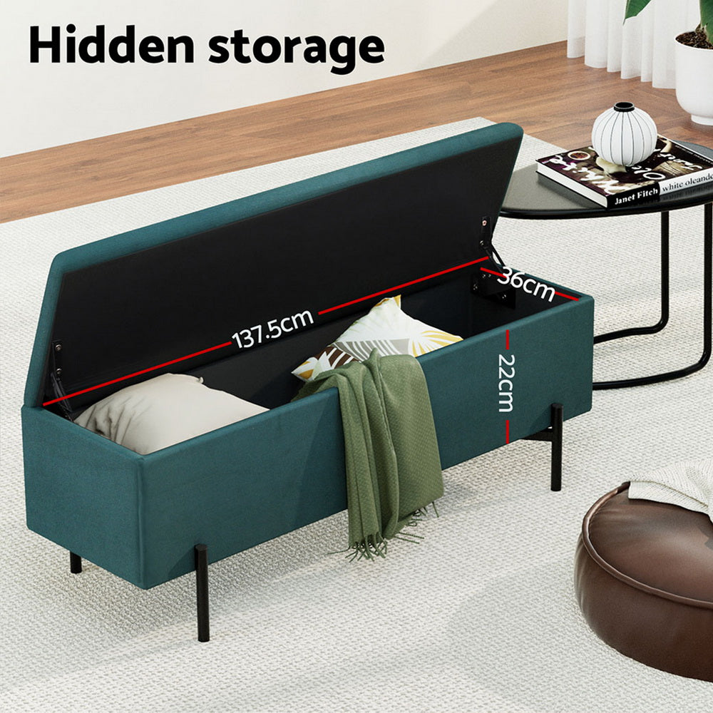 Artiss Storage Ottoman Blanket Box 140cm Velvet Green 5