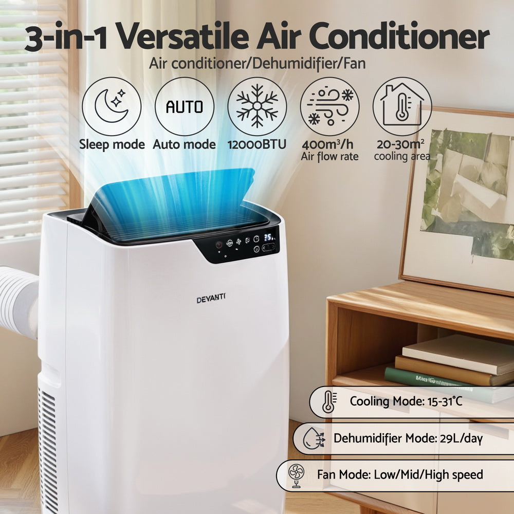Devanti Portable Air Conditioner Dehumidifier Fan 12000BTU 4