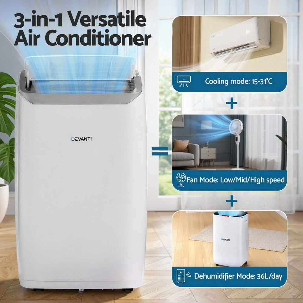Devanti Portable Air Conditioner Dehumidifier Fan 14000BTU 4