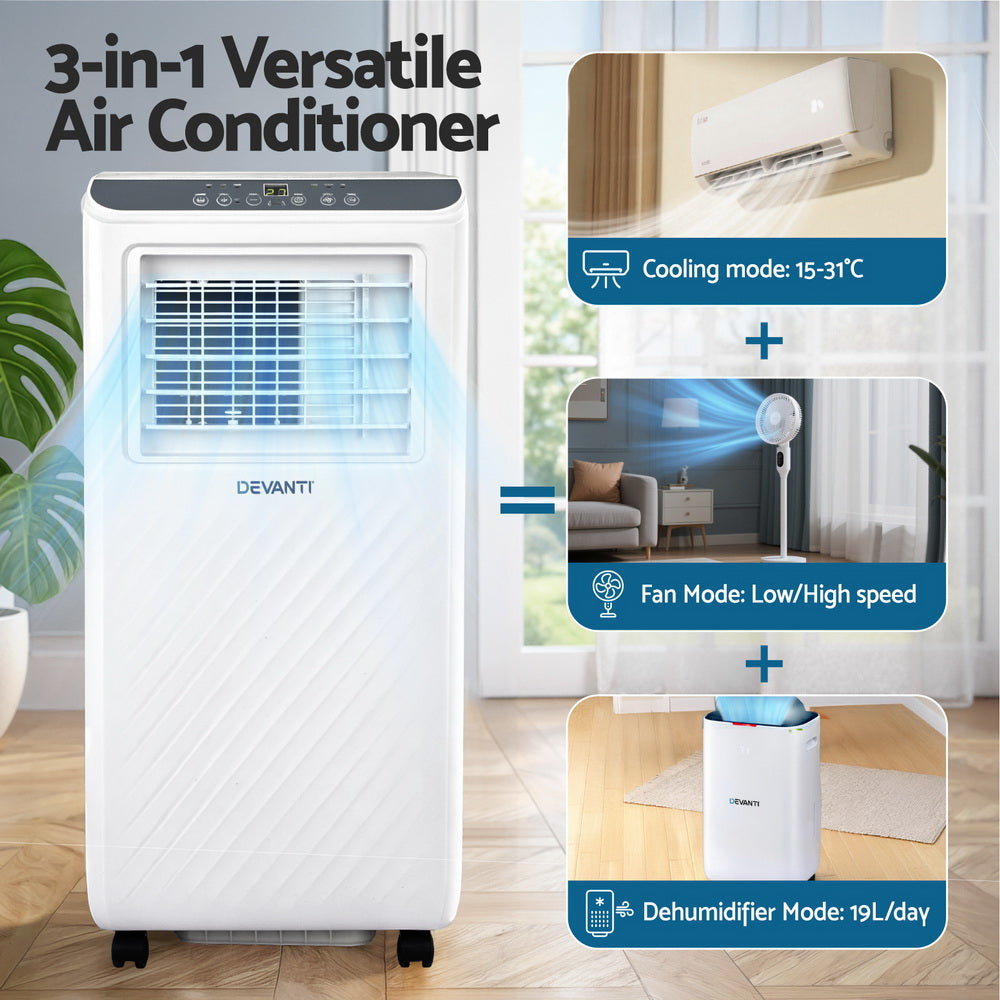 3-in-1 Devanti Portable Air Conditioner Dehumidifier Fan 7000BTU 4