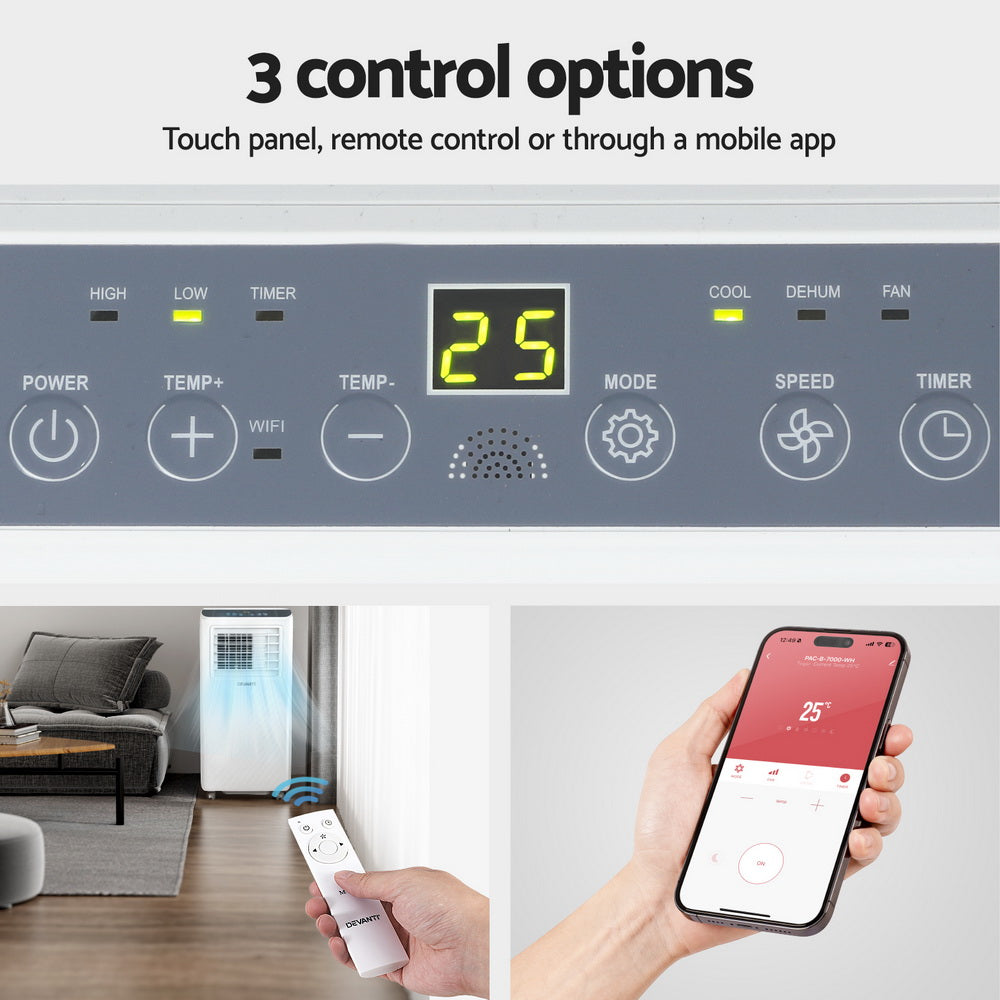 3-in-1 Devanti Portable Air Conditioner Dehumidifier Fan 7000BTU 6