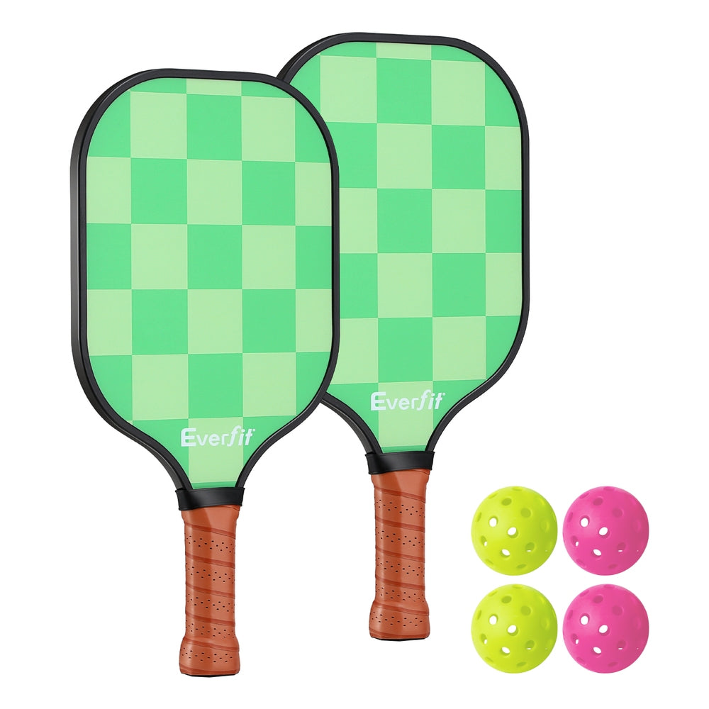 Everfit Pickleball Paddle Set Fiberglass with Balls Bag Tournament Kit 2PCS Pickle Balls Rackets 3