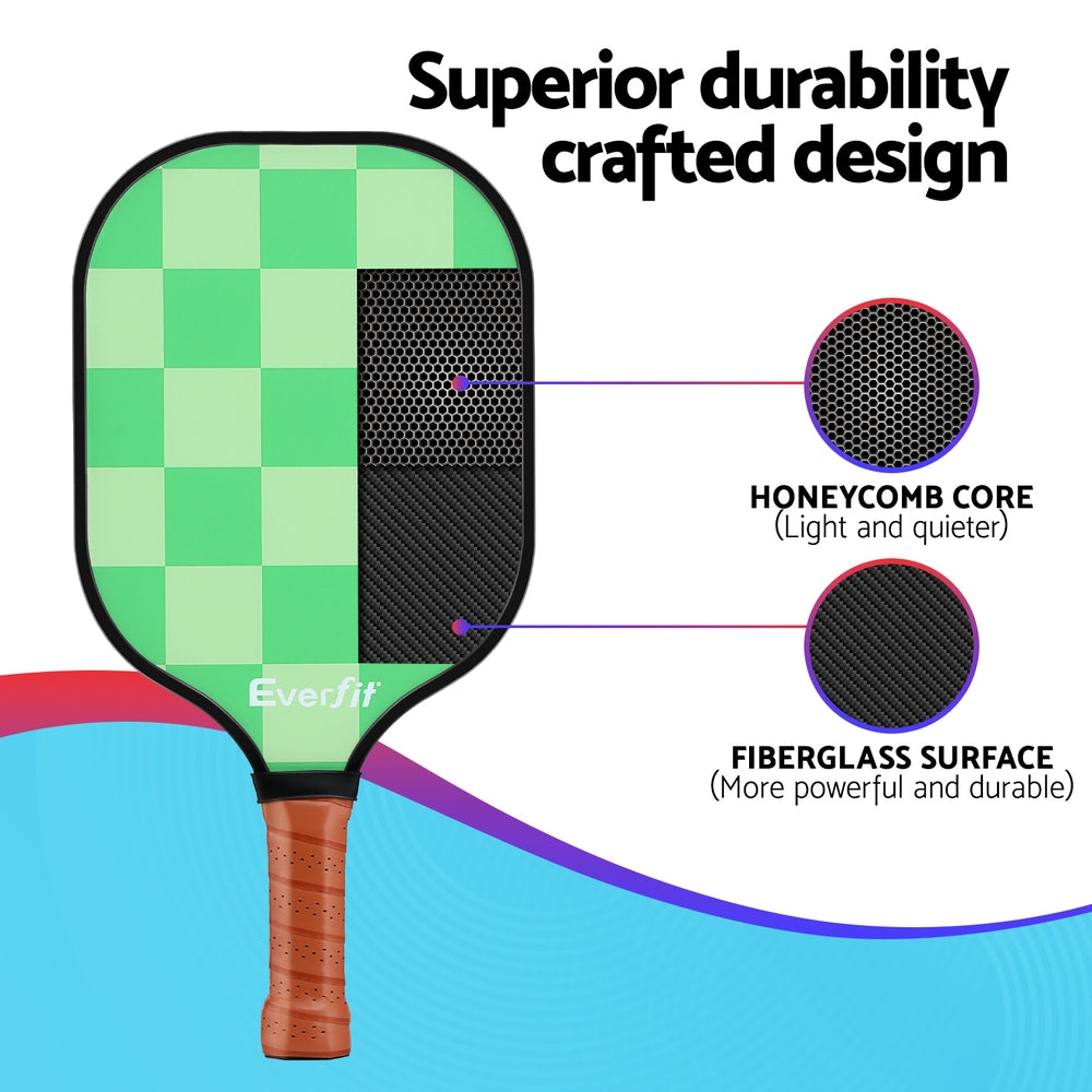 Everfit Pickleball Paddle Set Fiberglass with Balls Bag Tournament Kit 2PCS Pickle Balls Rackets 5